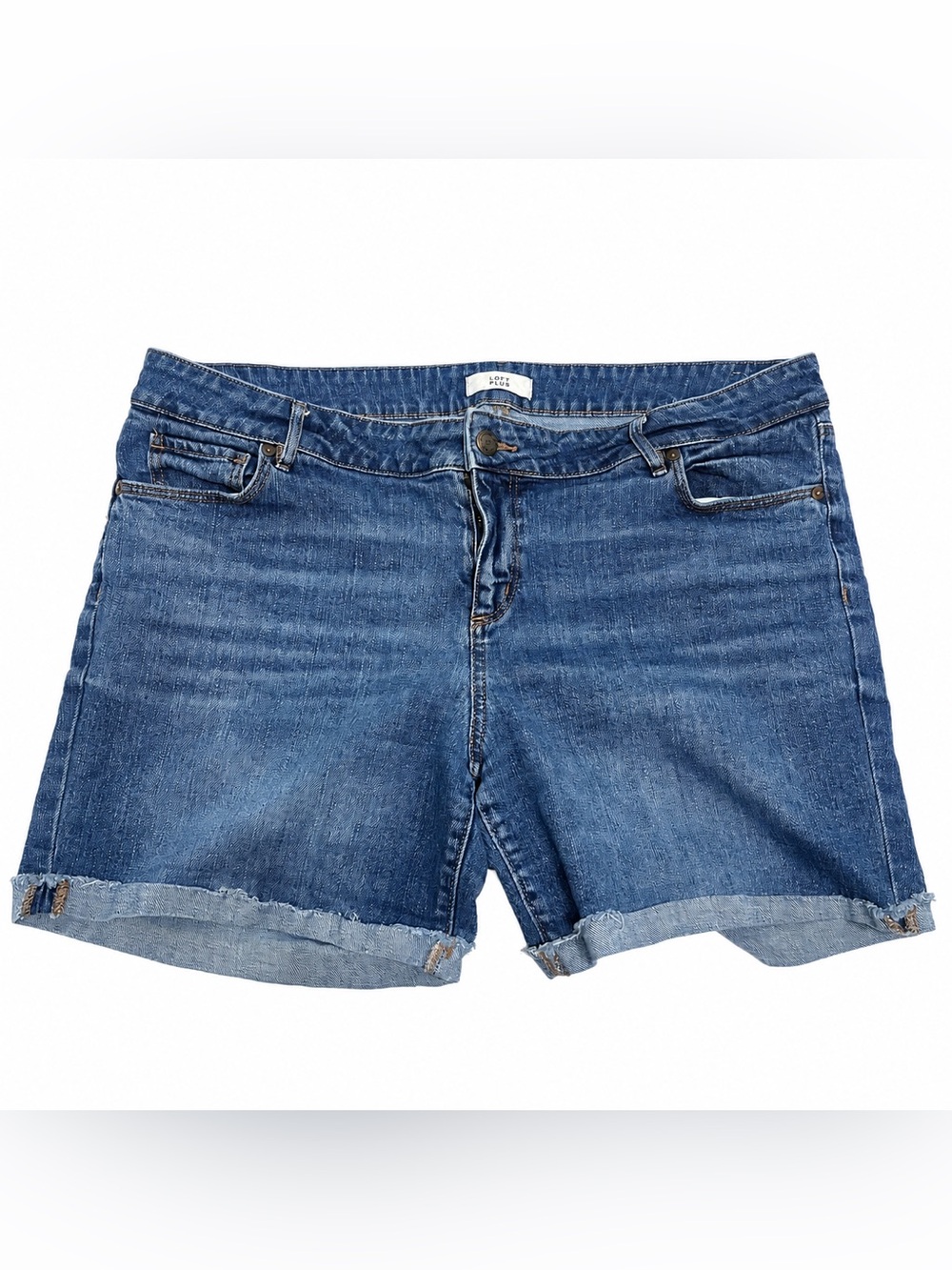 LOFT Plus Denim Cuffed Jean Shorts Women’s Size 16 Medium Wash Stretch